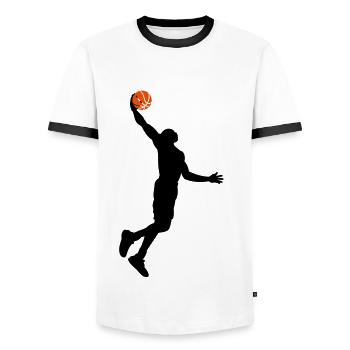 basketball big 3 color vector - Men's Ringer Shirt - white/black - Front - AI Model Female 172 light (172cm) & AI Model Male 178 dark (178cm)