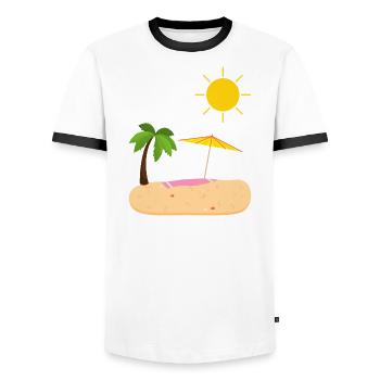 Sommer Strand Sonne Palmen - Männer Kontrast-T-Shirt - Weiß/Schwarz - Vorne - AI Model Female 172 light (172cm) & AI Model Male 178 dark (178cm)