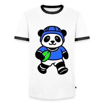 Panda-Rugby - Männer Kontrast-T-Shirt - Weiß/Schwarz - Vorne - AI Model Female 172 light (172cm) & AI Model Male 178 dark (178cm)