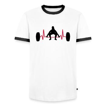 Weightlifting Woman & Heartbeat - T-shirt contrasté Homme - blanc/noir - Devant - AI Model Female 172 light (172cm) & AI Model Male 178 dark (178cm)