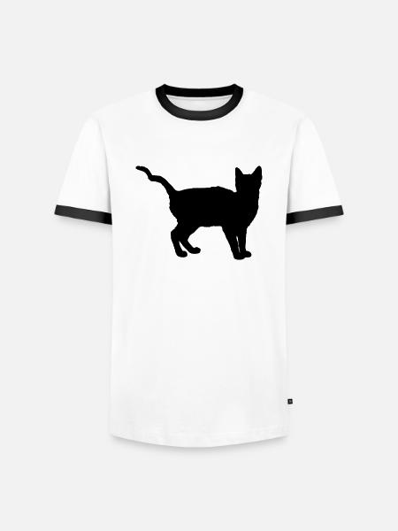 cat - Men's Ringer Shirt - white/black