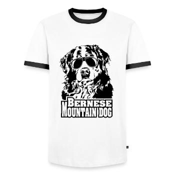 BERNESE MOUNTAIN DOG cool lunettes de soleil chiens chien - T-shirt contrasté Homme - blanc/noir - Devant - AI Model Female 172 light (172cm) & AI Model Male 178 dark (178cm)