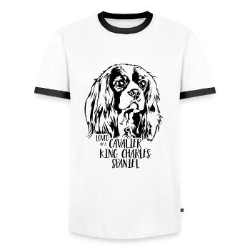 Loved by a Cavalier King Charles Spaniel Wilsigns - Männer Kontrast-T-Shirt - Weiß/Schwarz - Vorne - AI Model Female 172 light (172cm) & AI Model Male 178 dark (178cm)