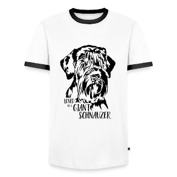 Loved by a Giant Schnauzer Hundespruch Wilsigns - Männer Kontrast-T-Shirt - Weiß/Schwarz - Vorne - AI Model Female 172 light (172cm) & AI Model Male 178 dark (178cm)