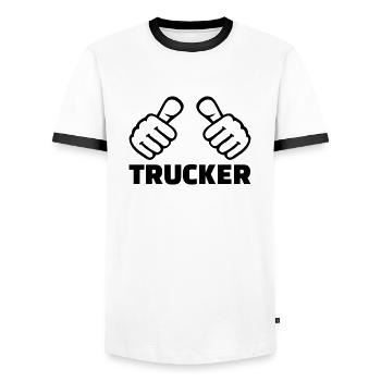 Trucker - T-shirt contrasté Homme - blanc/noir - Devant - AI Model Female 172 light (172cm) & AI Model Male 178 dark (178cm)