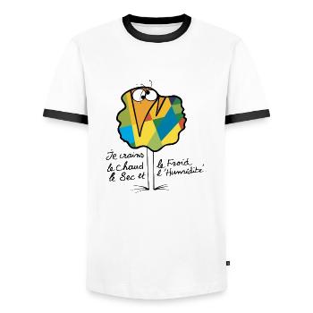 Currency Shadok N ° 02 - Men's Ringer Shirt - white/black - Front - AI Model Female 172 light (172cm) & AI Model Male 178 dark (178cm)
