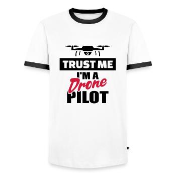 drone - T-shirt contrasté Homme - blanc/noir - Devant - AI Model Female 172 light (172cm) & AI Model Male 178 dark (178cm)