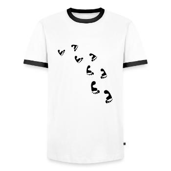 Barefoot Footsteps - Men's Ringer Shirt - white/black - Front - AI Model Female 172 light (172cm) & AI Model Male 178 dark (178cm)