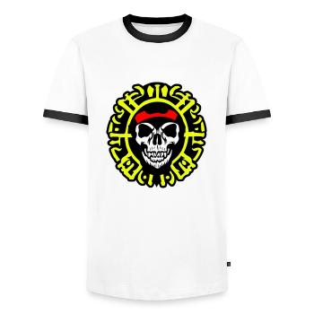 Medaille der Schande - Männer Kontrast-T-Shirt - Weiß/Schwarz - Vorne - AI Model Female 172 light (172cm) & AI Model Male 178 dark (178cm)