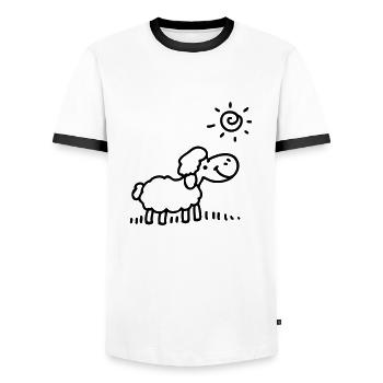 Sheep sun - line - Men's Ringer Shirt - white/black - Front - AI Model Female 172 light (172cm) & AI Model Male 178 dark (178cm)