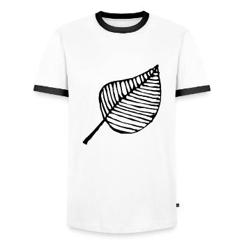 leaf - Men's Ringer Shirt - white/black - Front - AI Model Female 172 light (172cm) & AI Model Male 178 dark (178cm)
