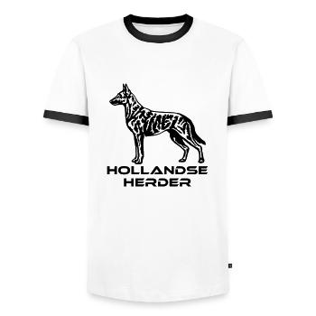 516 Hollandse Herder - Männer Kontrast-T-Shirt - Weiß/Schwarz - Vorne - AI Model Female 172 light (172cm) & AI Model Male 178 dark (178cm)
