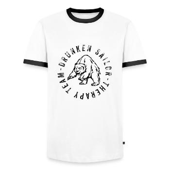 Drunken Sailor Therapy Equipe 1 - T-shirt contrasté Homme - blanc/noir - Devant - AI Model Female 172 light (172cm) & AI Model Male 178 dark (178cm)