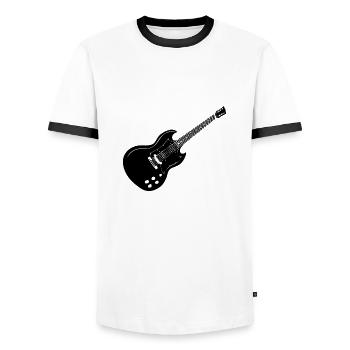 Guitare | Musiciens | Musique - Idée de cadeau - T-shirt contrasté Homme - blanc/noir - Devant - AI Model Female 172 light (172cm) & AI Model Male 178 dark (178cm)