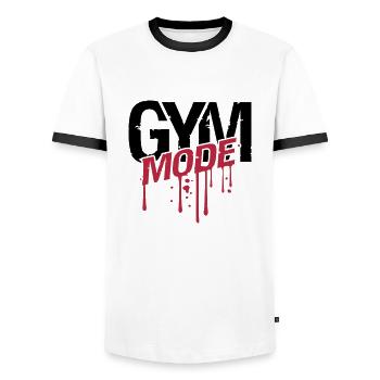 gymnase goutte graffiti pulvérisation de sang bête - T-shirt contrasté Homme - blanc/noir - Devant - AI Model Female 172 light (172cm) & AI Model Male 178 dark (178cm)