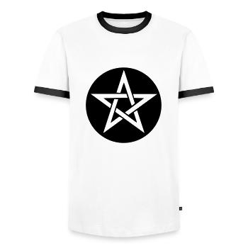 Pentagramm - Männer Kontrast-T-Shirt - Weiß/Schwarz - Vorne - AI Model Female 172 light (172cm) & AI Model Male 178 dark (178cm)