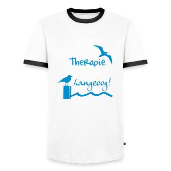 Therapie Langeoog - Männer Kontrast-T-Shirt - Weiß/Schwarz - Vorne - AI Model Female 172 light (172cm) & AI Model Male 178 dark (178cm)