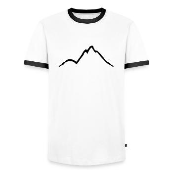 Conception de lignes de belles montagnes - T-shirt contrasté Homme - blanc/noir - Devant - AI Model Female 172 light (172cm) & AI Model Male 178 dark (178cm)