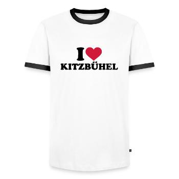 I love Kitzbühel - Men's Ringer Shirt - white/black - Front - AI Model Female 172 light (172cm) & AI Model Male 178 dark (178cm)