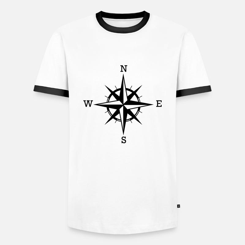 Kompass - Männer Kontrast-T-Shirt - Weiß/Schwarz
