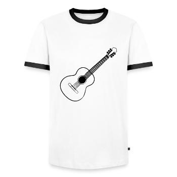 Gitarre Akustik Musik - Männer Kontrast-T-Shirt - Weiß/Schwarz - Vorne - AI Model Female 172 light (172cm) & AI Model Male 178 dark (178cm)