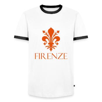 firenze fleur de lys - Men's Ringer Shirt - white/black - Front - AI Model Female 172 light (172cm) & AI Model Male 178 dark (178cm)