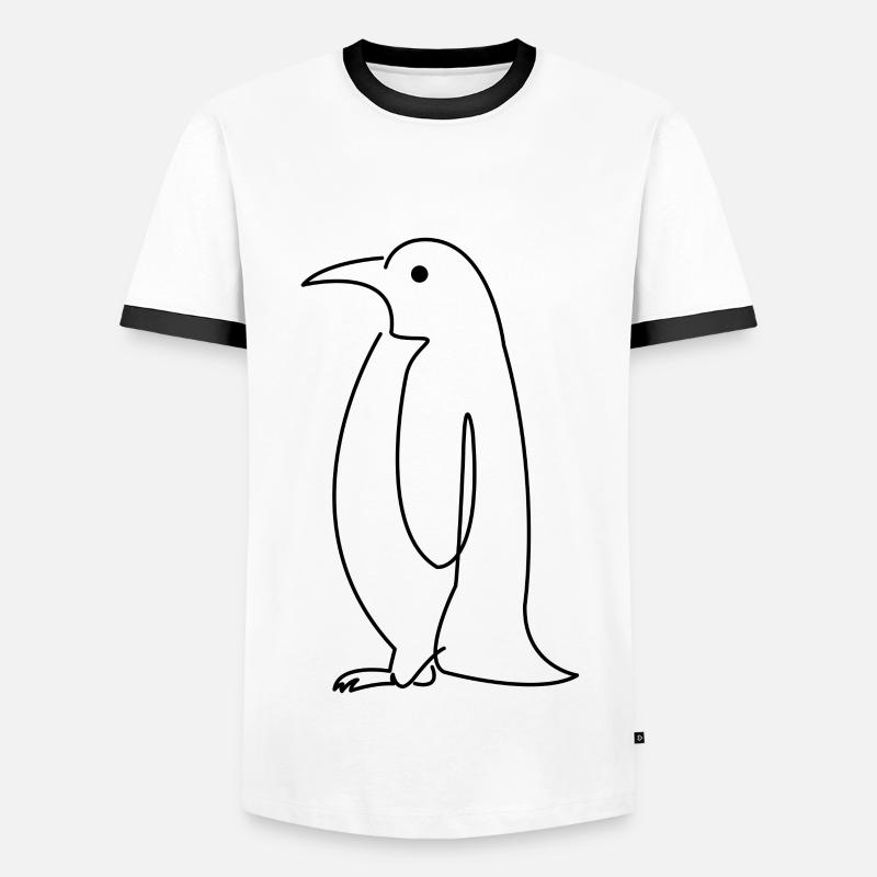 Linien Piniguin - Männer Kontrast-T-Shirt - Weiß/Schwarz
