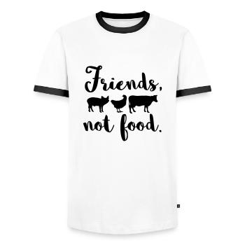 Friends, not food - Männer Kontrast-T-Shirt - Weiß/Schwarz - Vorne - AI Model Female 172 light (172cm) & AI Model Male 178 dark (178cm)