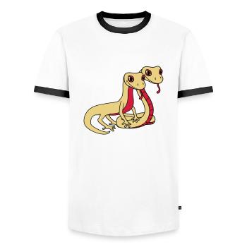 paar 2 freunde team paerchen liebe gesicht schlang - Männer Kontrast-T-Shirt - Weiß/Schwarz - Vorne - AI Model Female 172 light (172cm) & AI Model Male 178 dark (178cm)