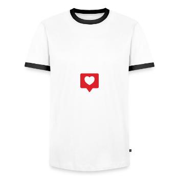 All I Need Is Love Likes Heart Statement - Men's Ringer Shirt - white/black - Front - AI Model Female 172 light (172cm) & AI Model Male 178 dark (178cm)