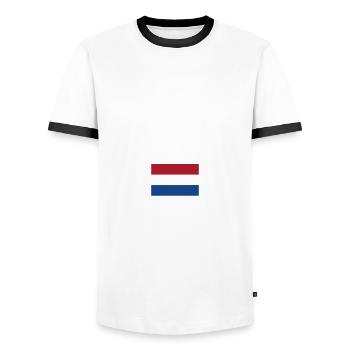 Pays-Bas - T-shirt contrasté Homme - blanc/noir - Devant - AI Model Female 172 light (172cm) & AI Model Male 178 dark (178cm)
