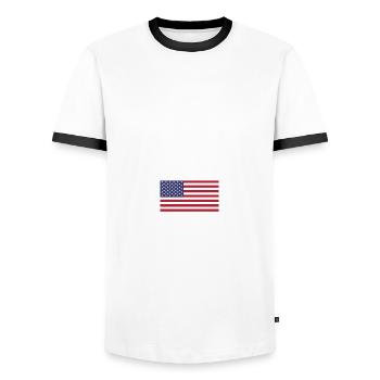 South Dakota - Men's Ringer Shirt - white/black - Front - AI Model Female 172 light (172cm) & AI Model Male 178 dark (178cm)