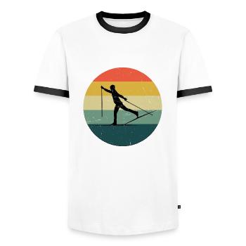 Ski de fond Classique Ski de fond - T-shirt contrasté Homme - blanc/noir - Devant - AI Model Female 172 light (172cm) & AI Model Male 178 dark (178cm)