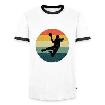 Handballspielen Handballspieler Handball Damen - Männer Kontrast-T-Shirt - Weiß/Schwarz - Vorne - AI Model Female 172 light (172cm) & AI Model Male 178 dark (178cm)