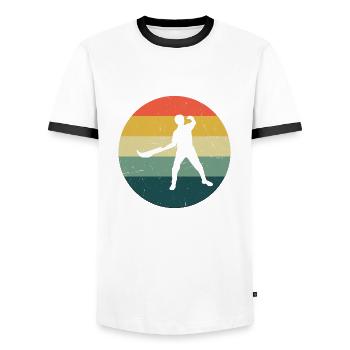Pelota vasca Basque Pelota Pelota Jai Alai - T-shirt contrasté Homme - blanc/noir - Devant - AI Model Female 172 light (172cm) & AI Model Male 178 dark (178cm)