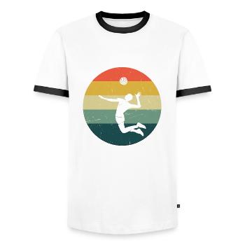 Beach Volley Volley Féminin Volley-ball - T-shirt contrasté Homme - blanc/noir - Devant - AI Model Female 172 light (172cm) & AI Model Male 178 dark (178cm)