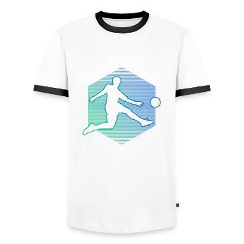 Fussballspielen Fussballspieler Fussballer - Männer Kontrast-T-Shirt - Weiß/Schwarz - Vorne - AI Model Female 172 light (172cm) & AI Model Male 178 dark (178cm)