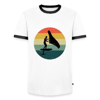 foil hydroptère femmes wingsurf wingfoil - T-shirt contrasté Homme - blanc/noir - Devant - AI Model Female 172 light (172cm) & AI Model Male 178 dark (178cm)