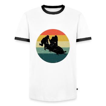 Herren Bobbahn Damen Bob Bob fahren Zweierbob - Männer Kontrast-T-Shirt - Weiß/Schwarz - Vorne - AI Model Female 172 light (172cm) & AI Model Male 178 dark (178cm)