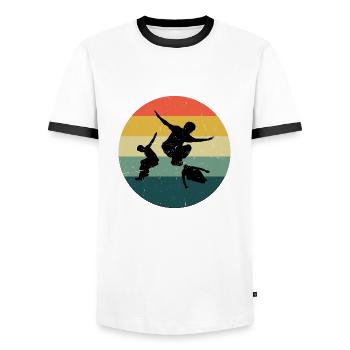 Parcours Free Running Free Runner Parkour Damen - Männer Kontrast-T-Shirt - Weiß/Schwarz - Vorne - AI Model Female 172 light (172cm) & AI Model Male 178 dark (178cm)