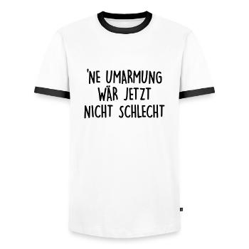 Ne Umarmung - Männer Kontrast-T-Shirt - Weiß/Schwarz - Vorne - AI Model Female 172 light (172cm) & AI Model Male 178 dark (178cm)