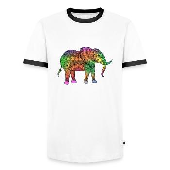 Spiritueller Elefant - Männer Kontrast-T-Shirt - Weiß/Schwarz - Vorne - AI Model Female 172 light (172cm) & AI Model Male 178 dark (178cm)