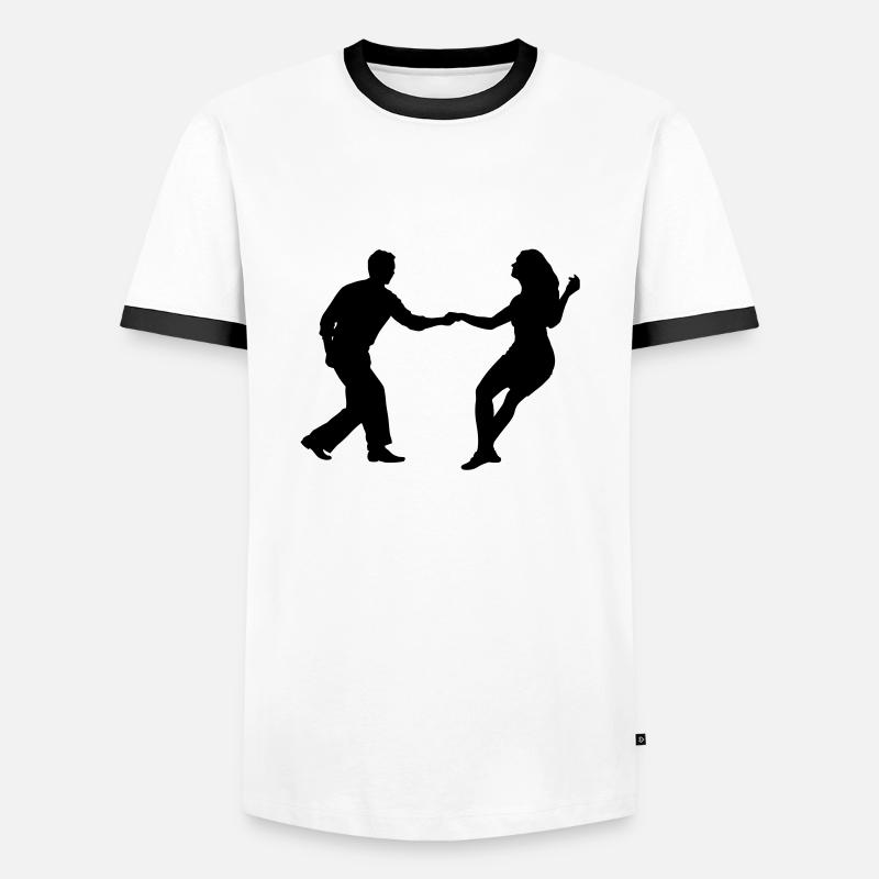 swing dancers - Men's Ringer Shirt - white/black