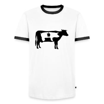 Bauernhof, Kuh, Schwein, Huhn - Männer Kontrast-T-Shirt - Weiß/Schwarz - Vorne - AI Model Female 172 light (172cm) & AI Model Male 178 dark (178cm)