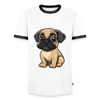 Bullmastiff Dog Comic Baby - Men's Ringer Shirt - white/black - Front - AI Model Female 172 light (172cm) & AI Model Male 178 dark (178cm)