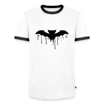 tropfen nass graffiti silouette flughund fledermau - Männer Kontrast-T-Shirt - Weiß/Schwarz - Vorne - AI Model Female 172 light (172cm) & AI Model Male 178 dark (178cm)