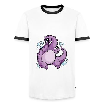 I'm just shy The Loch Ness Monster - Men's Ringer Shirt - white/black - Front - AI Model Female 172 light (172cm) & AI Model Male 178 dark (178cm)