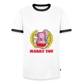 Ich werde dich heiraten Offizieller ordinierter - Männer Kontrast-T-Shirt - Weiß/Schwarz - Vorne - AI Model Female 172 light (172cm) & AI Model Male 178 dark (178cm)