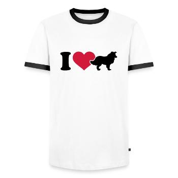Collie - Männer Kontrast-T-Shirt - Weiß/Schwarz - Vorne - AI Model Female 172 light (172cm) & AI Model Male 178 dark (178cm)