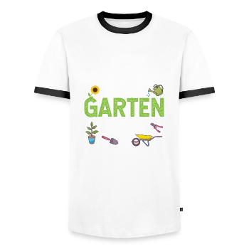 Ich möchte im Garten arbeiten Hobbygärtner Gärtner - Männer Kontrast-T-Shirt - Weiß/Schwarz - Vorne - AI Model Female 172 light (172cm) & AI Model Male 178 dark (178cm)